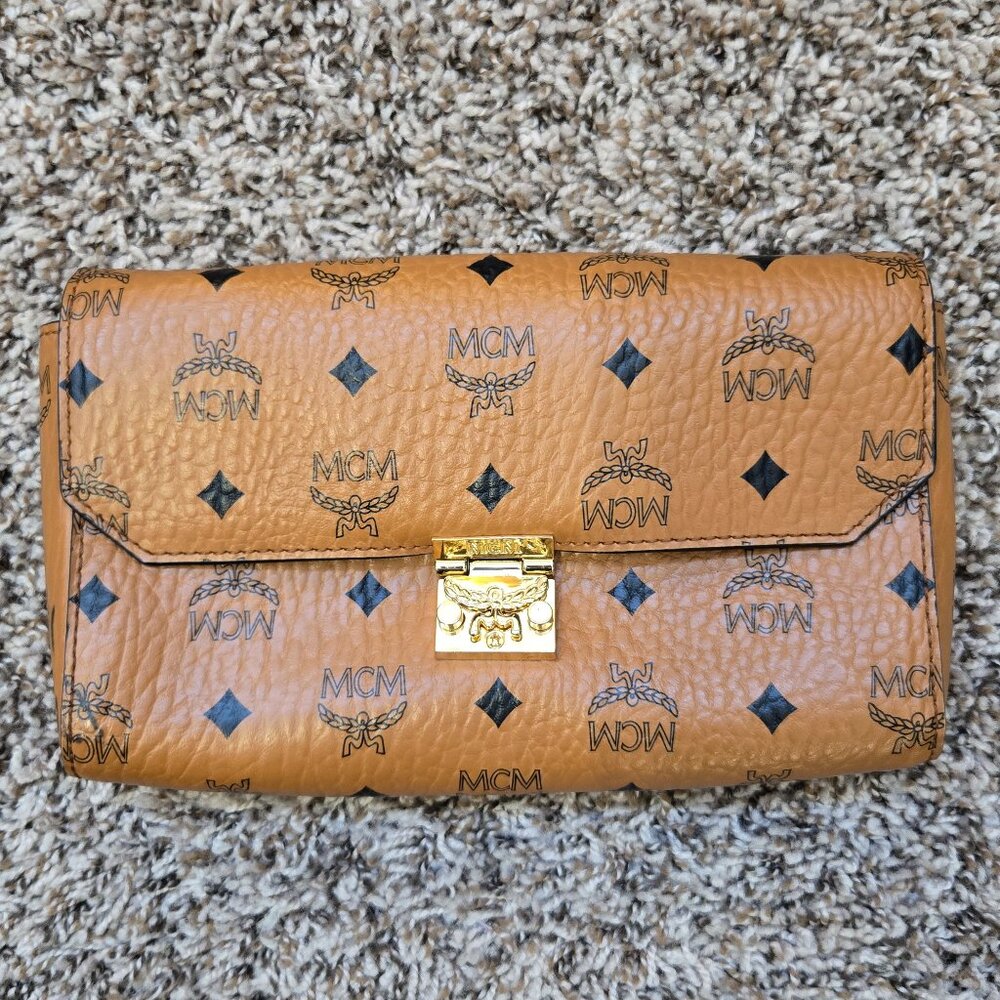 MCM Brown Crossbody Bag with Monogram Print - Missing Chain/Strap - See Photos